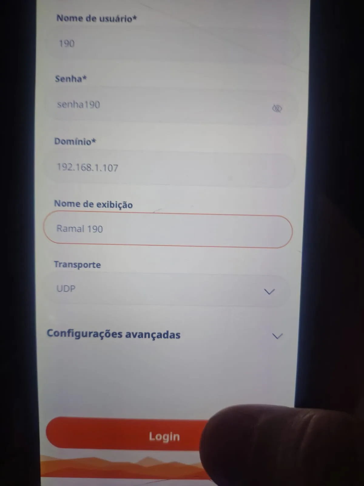 Configurando conta SIP no Linphone no celular